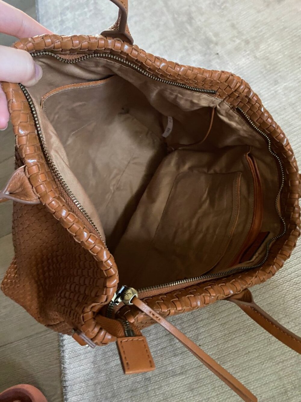 HOBO Bolder Wave Weave Leather Woven Tote Bag - Picture 7 of 11